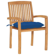 vidaXL Patio Chairs 2 pcs with Blue Cushions Solid Teak Wood