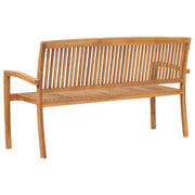 vidaXL Stacking Patio Bench with Cushion 62.6'' Solid Teak Wood