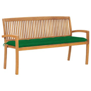 vidaXL Stacking Patio Bench with Cushion 62.6" Solid Teak Wood