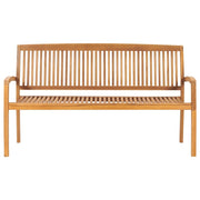 vidaXL Stacking Patio Bench with Cushion 62.6" Solid Teak Wood