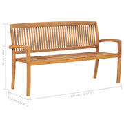 vidaXL Stacking Patio Bench with Cushion 62.6" Solid Teak Wood