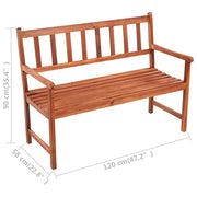 vidaXL Patio Bench with Cushion 47.2" Solid Acacia Wood