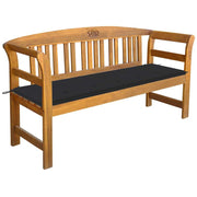 vidaXL Patio Bench with Cushion 61.8" Solid Acacia Wood