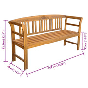 vidaXL Patio Bench with Cushion 61.8" Solid Acacia Wood