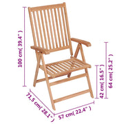 vidaXL Reclining Patio Chairs 4 pcs Solid Teak Wood