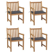 vidaXL Patio Chairs 4 pcs with Anthracite Cushions Solid Teak Wood