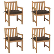 vidaXL Patio Chairs 4 pcs with Taupe Cushions Solid Teak Wood