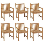 vidaXL Patio Chairs 6 pcs with Red Cushions Solid Teak Wood