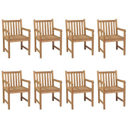 vidaXL Patio Chairs 8 pcs with Light Blue Cushions Solid Teak Wood