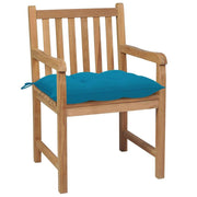 vidaXL Patio Chairs 8 pcs with Light Blue Cushions Solid Teak Wood