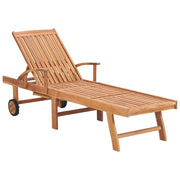 vidaXL Sun Loungers 2 pcs with Blue Cushion Solid Teak Wood