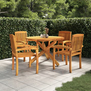 vidaXL 5 Piece Patio Dining Set Solid Wood Teak