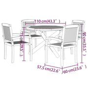 vidaXL 5 Piece Patio Dining Set Solid Wood Teak