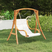 vidaXL Swing Chair with Cream Cushion Bent Wood with Teak Finish