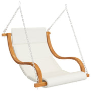 vidaXL Swing Chair with Cream Cushion Bent Wood with Teak Finish