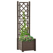 vidaXL Garden Planter with Trellis 16.9"x16.9"x55.9" PP Mocha