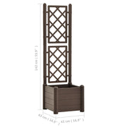 vidaXL Garden Planter with Trellis 16.9"x16.9"x55.9" PP Mocha