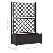 vidaXL Garden Planter with Trellis 39.4"x16.9"x55.9" PP Anthracite