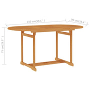 vidaXL Patio Table 59.1"x35.4"x29.5" Solid Teak Wood