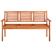 vidaXL 3-Seater Patio Bench 59.1" Solid Eucalyptus Wood