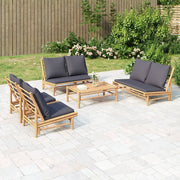 vidaXL 5 Piece Patio Lounge Set with Dark Gray Cushions Bamboo