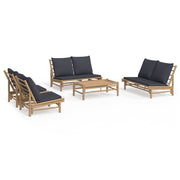 vidaXL 5 Piece Patio Lounge Set with Dark Gray Cushions Bamboo