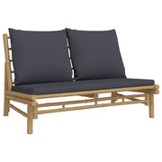 vidaXL 5 Piece Patio Lounge Set with Dark Gray Cushions Bamboo