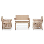 vidaXL 4 Piece Patio Lounge Set with Cushions Poly Rattan Beige