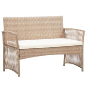 vidaXL 4 Piece Patio Lounge Set with Cushions Poly Rattan Beige