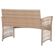 vidaXL 4 Piece Patio Lounge Set with Cushions Poly Rattan Beige