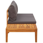 vidaXL Patio Bench with Table Dark Gray Cushions Solid Acacia Wood