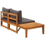 vidaXL Patio Bench with Table Dark Gray Cushions Solid Acacia Wood