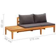 vidaXL Patio Bench with Table Dark Gray Cushions Solid Acacia Wood