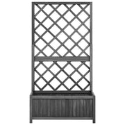 vidaXL Garden Trellis Planter Black 27.6"x11.8"x53.1" Solid Firwood