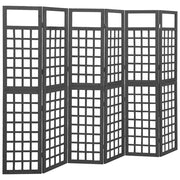 vidaXL 6-Panel Room Divider/Trellis Solid Fir Wood Black 95.5"x70.9"