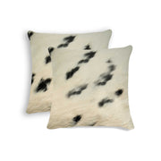 18" X 18" X 5" White And Black Cowhide  Pillow 2 Pack