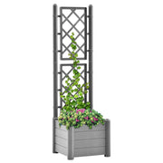 vidaXL Garden Planter with Trellis 16.9"x16.9"x55.9" PP Stone Gray