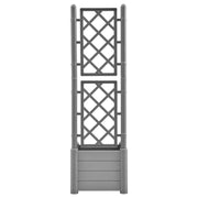 vidaXL Garden Planter with Trellis 16.9"x16.9"x55.9" PP Stone Gray