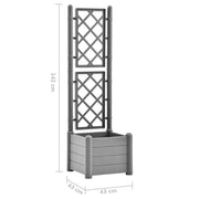 vidaXL Garden Planter with Trellis 16.9"x16.9"x55.9" PP Stone Gray