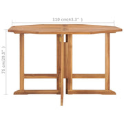 vidaXL Folding Patio Dining Table 43.3"x43.3"x29.5" Solid Wood Teak