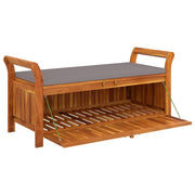 vidaXL Patio Storage Bench with Cushion 49.6" Solid Wood Acacia