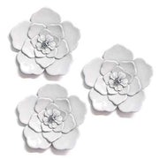 Set of 3 Alluring White Metal Flowers  Wall Art Decor