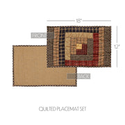 Millsboro Placemat Log Cabin Block Quilted Set of 6 12x18