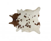 72" x 84" White and Brown Cowhide  Rug