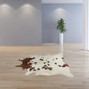 72" x 84" White and Brown Cowhide  Rug