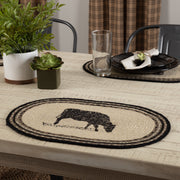 Sawyer Mill Charcoal Cow Jute Placemat Set of 6 12x18