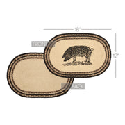 Sawyer Mill Charcoal Pig Jute Placemat Set of 6 12x18