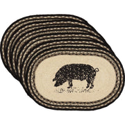 Sawyer Mill Charcoal Pig Jute Placemat Set of 6 12x18