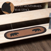 Wyatt Stenciled Bear Jute Stair Tread Oval Latex 8.5x27