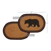 Wyatt Stenciled Bear Jute Placemat Oval Set of 6 12x18